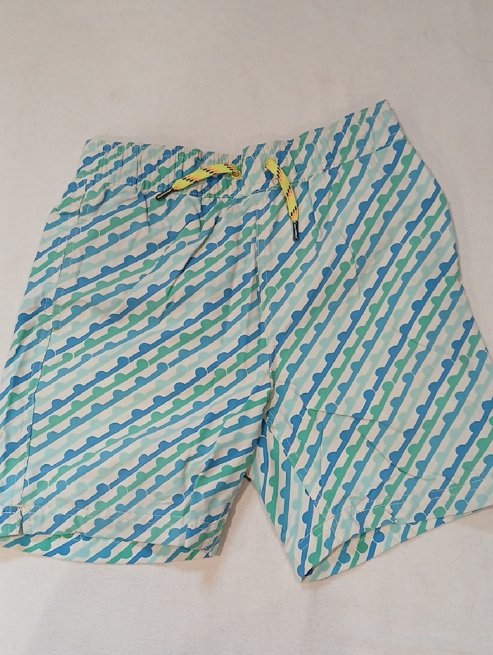 Crewcuts Blue, Teal & Yellow Stripe Swim Trunks
